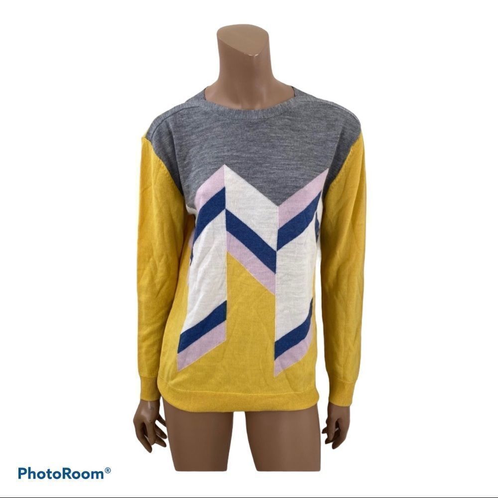 Le Mont St Michel Intarsia Knit Pullover Sweater M